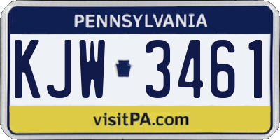 PA license plate KJW3461