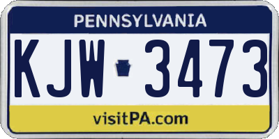 PA license plate KJW3473