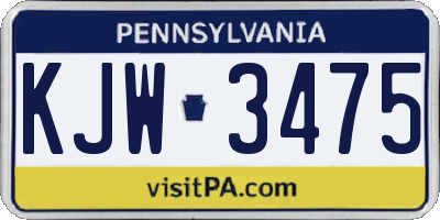 PA license plate KJW3475