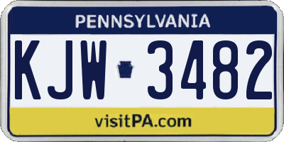 PA license plate KJW3482