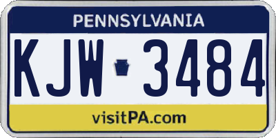 PA license plate KJW3484