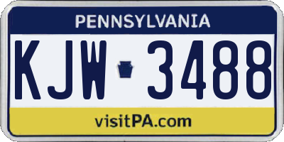 PA license plate KJW3488