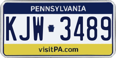 PA license plate KJW3489