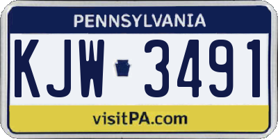 PA license plate KJW3491