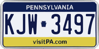 PA license plate KJW3497