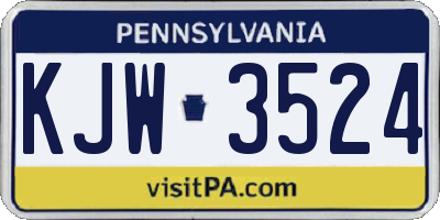 PA license plate KJW3524