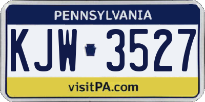 PA license plate KJW3527