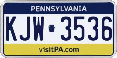 PA license plate KJW3536