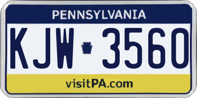 PA license plate KJW3560