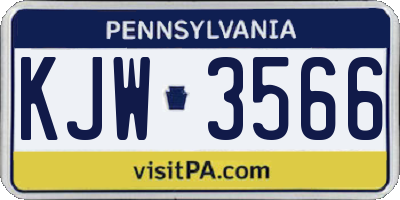 PA license plate KJW3566