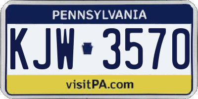 PA license plate KJW3570