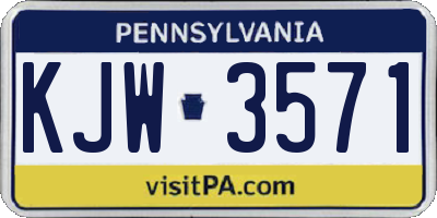 PA license plate KJW3571