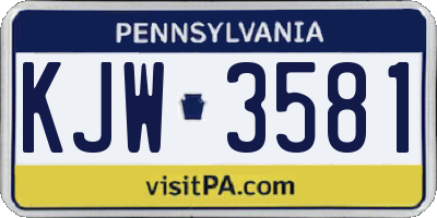 PA license plate KJW3581