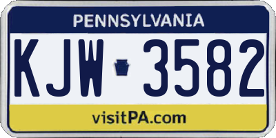 PA license plate KJW3582