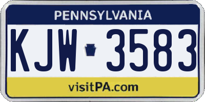 PA license plate KJW3583