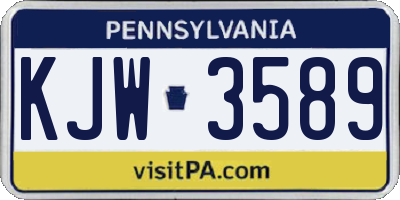 PA license plate KJW3589