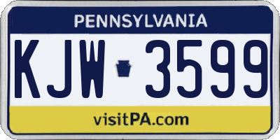 PA license plate KJW3599