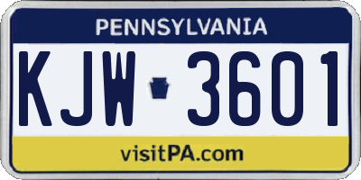 PA license plate KJW3601