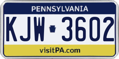 PA license plate KJW3602