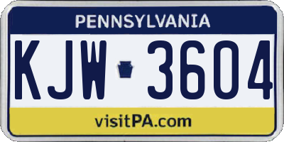 PA license plate KJW3604