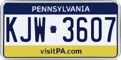 PA license plate KJW3607