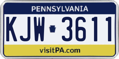 PA license plate KJW3611