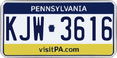 PA license plate KJW3616