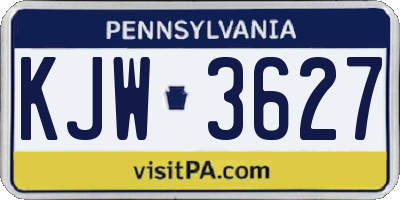 PA license plate KJW3627
