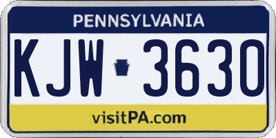 PA license plate KJW3630