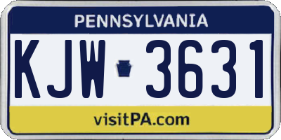 PA license plate KJW3631