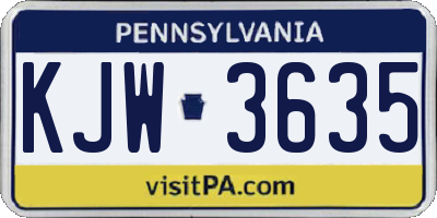 PA license plate KJW3635
