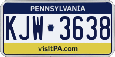 PA license plate KJW3638