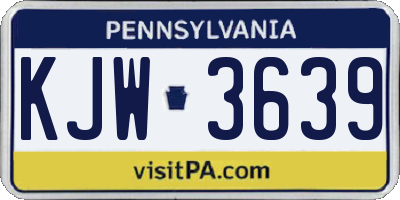 PA license plate KJW3639