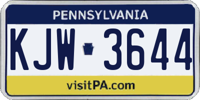 PA license plate KJW3644