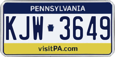 PA license plate KJW3649