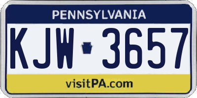 PA license plate KJW3657