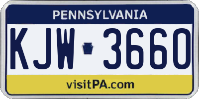 PA license plate KJW3660