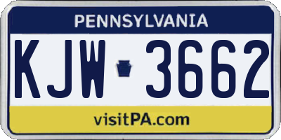 PA license plate KJW3662