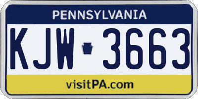 PA license plate KJW3663