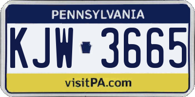 PA license plate KJW3665