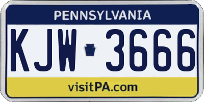 PA license plate KJW3666