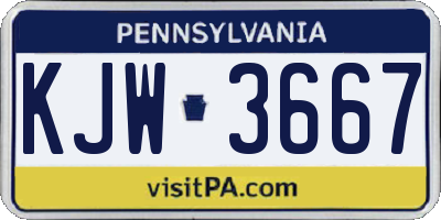 PA license plate KJW3667