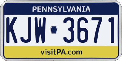 PA license plate KJW3671