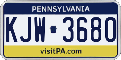 PA license plate KJW3680
