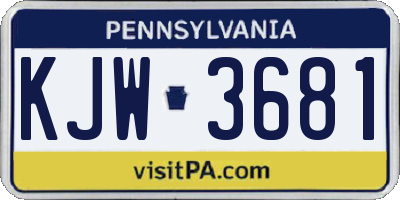 PA license plate KJW3681