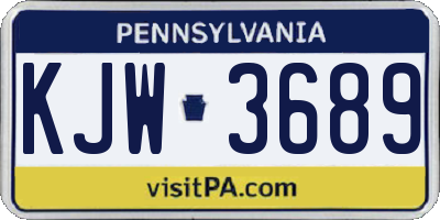 PA license plate KJW3689