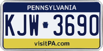PA license plate KJW3690
