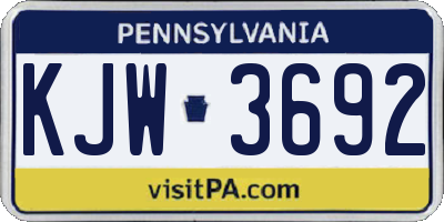 PA license plate KJW3692