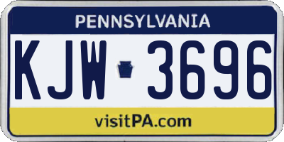 PA license plate KJW3696