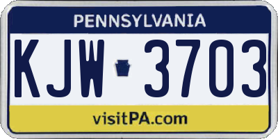 PA license plate KJW3703